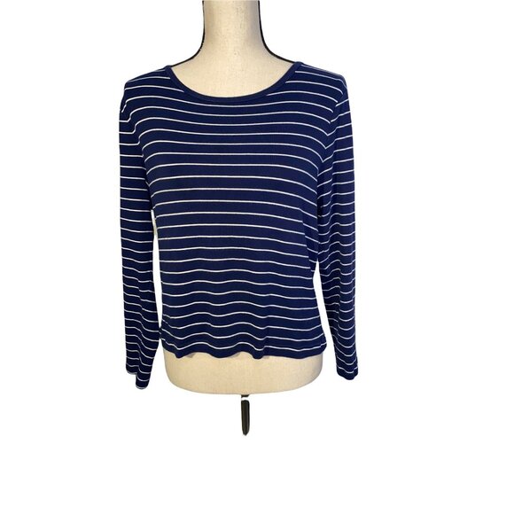 Lands’ End striped Shape fit tee L/T 14-16 - Picture 1 of 3